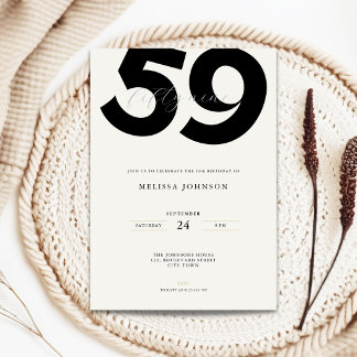 Invitation d'anniversaire 59 ans minimaliste - Typ