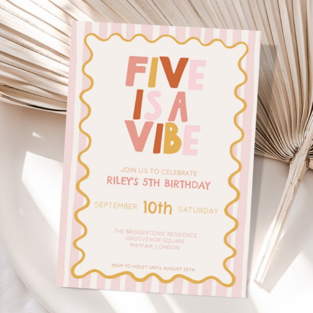 Invitation d'anniversaire 5 ans Five Is a Vibe Pas (Créateur téléchargé)