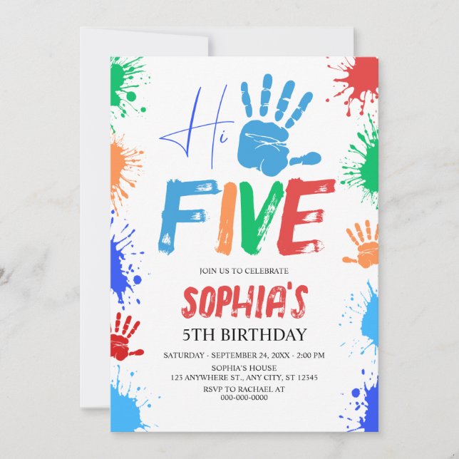 Invitation d'anniversaire 5 ans Hi-five High Five (Devant)