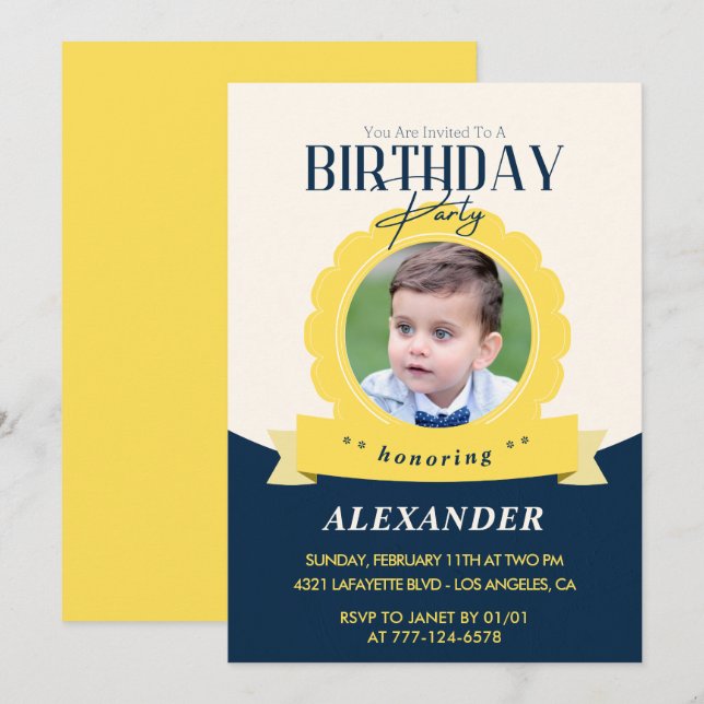 Invitation d'anniversaire 5 ans pour enfants Moder (Devant / Derrière)