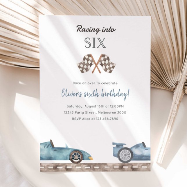 Invitation d'anniversaire 5 ans pour voiture bleue (Créateur téléchargé)