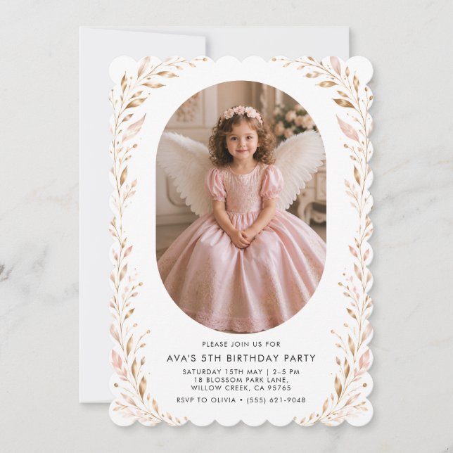 Invitation d'anniversaire 5 ans Princesse Ange Fil (Devant)