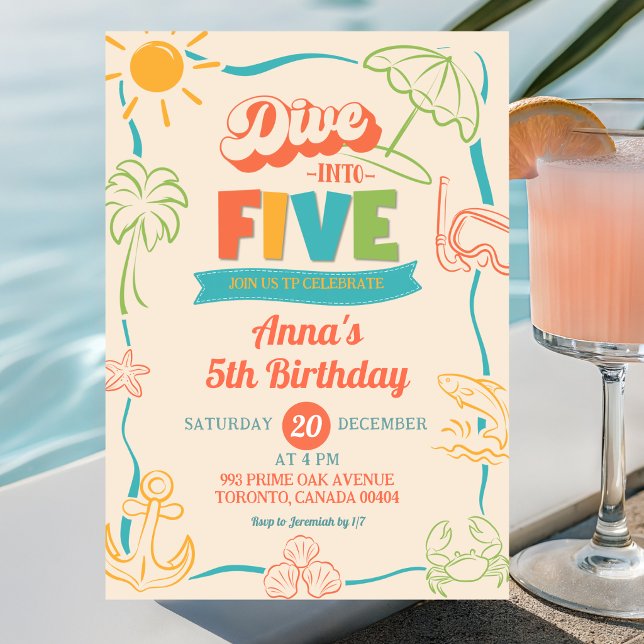 Invitation d'anniversaire 5 ans Retro Dive Into Fi (Créateur téléchargé)