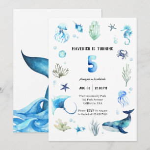Invitation d'anniversaire 5 ans Sous l'océan