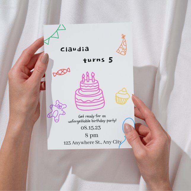Invitation d'anniversaire 5 ans Sparkle & Fun (Créateur téléchargé)