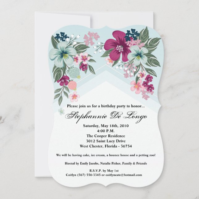 Invitation d'anniversaire 5x7 Fleur tropicale sur  (Devant)