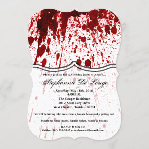 Invitation d'anniversaire 5x7 Splatz de sang Vampi