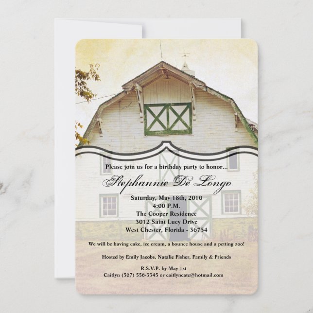 Invitation d'anniversaire 5x7 Sunset Barn Country  (Devant)