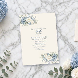 Invitation d'anniversaire 60 ans au coin Hydrangea