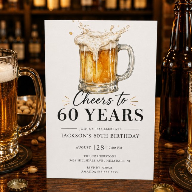 Invitation d'anniversaire 60 ans Cheers (Créateur téléchargé)
