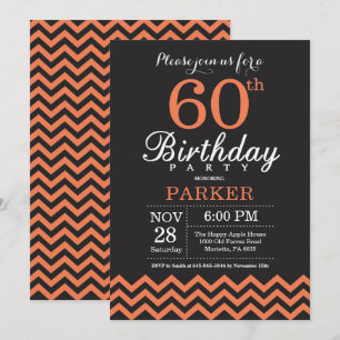 Invitation d'anniversaire 60 ans Chevron noir et c