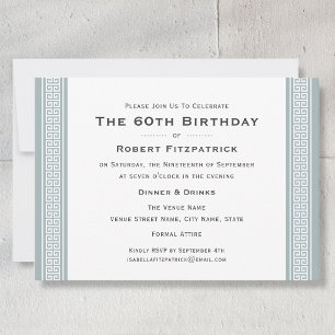 Invitation d'anniversaire 60 ans classique à bordu