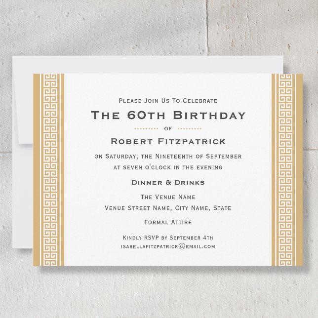 Invitation d'anniversaire 60 ans Classique Clé Gre (Créateur téléchargé)