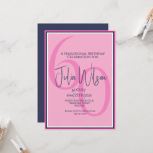 Invitation d'anniversaire 60 ans Coastal Rose Navy