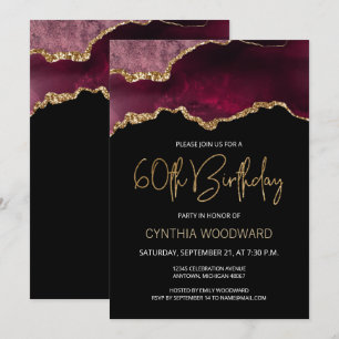 Invitation d'anniversaire 60 ans en Agate Or Bourg