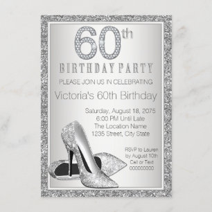 Invitation d'anniversaire 60 ans femme paillettes