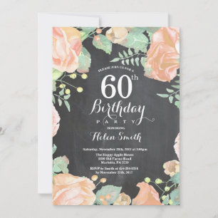 Invitation d'anniversaire 60 ans Fleur de Pêche Bo