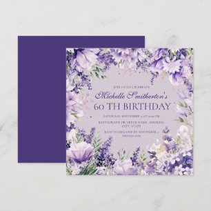 Invitation d'anniversaire 60 ans Fleurie Aquarelle