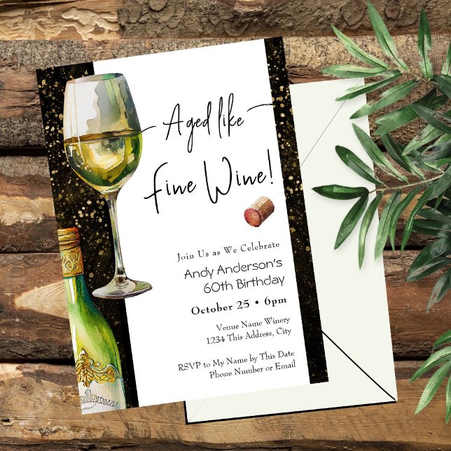Invitation d'anniversaire 60 ans pour vin fin viei (Créateur téléchargé)