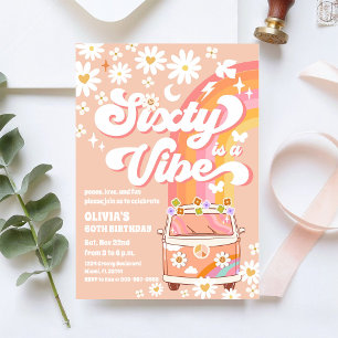 Invitation d'anniversaire 60 ans Retro Rainbow