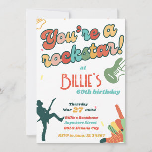 Invitation d'anniversaire 60 ans Rockstar Guitar 6