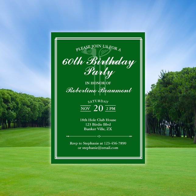 Invitation d'anniversaire 60 ans thème golf classi (Créateur téléchargé)