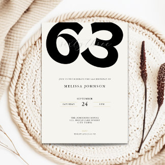 Invitation d'anniversaire 63 ans minimaliste - Typ