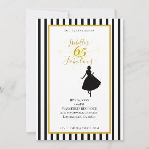 Invitation d'anniversaire 65 ans & Fabuleux Noir &