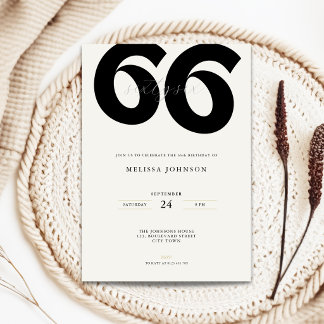Invitation d'anniversaire 66 ans Minimal - Typo Gr