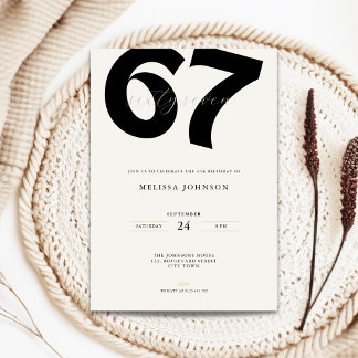 Invitation d'anniversaire 67 ans minimaliste - Typ
