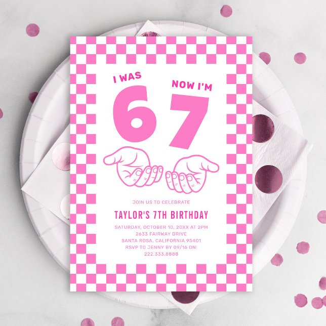 Invitation d'anniversaire 67 Meme Trend Rose pour  (Créateur téléchargé)