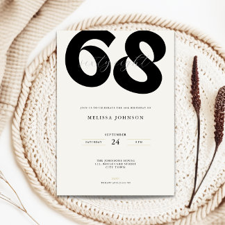 Invitation d'anniversaire 68 ans minimaliste - Typ