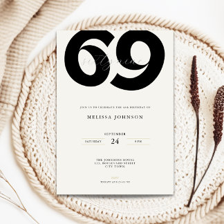 Invitation d'anniversaire 69 ans minimaliste - Typ