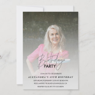 Invitation d'anniversaire 69 ans Photo grise
