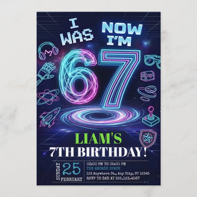 Invitation d'anniversaire 6 7 Meme tendance Six Se (Devant)