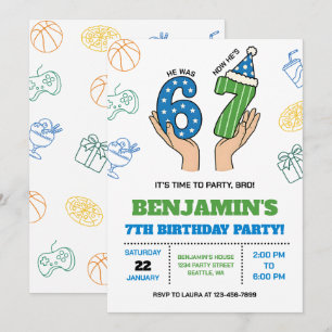 Invitation d'anniversaire 6-7 pour garçons, Six Se