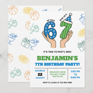 Invitation d'anniversaire 6-7 pour garçons, Six Se