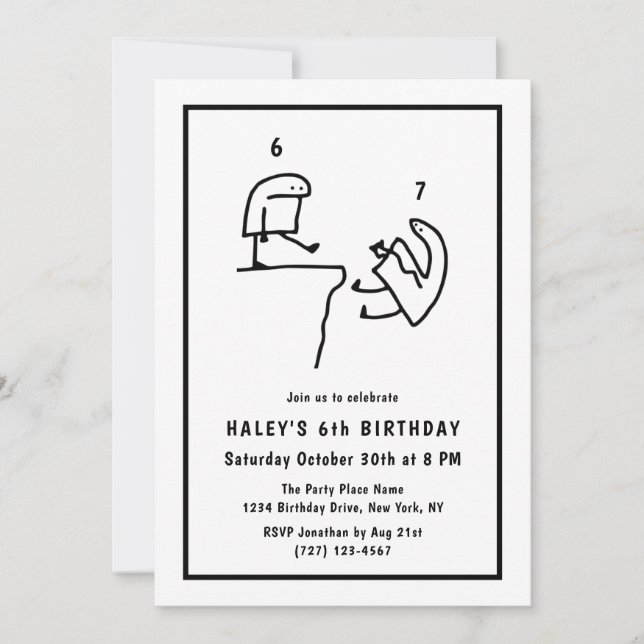 Invitation d'anniversaire 6 ans humour drôle simpl (Devant)