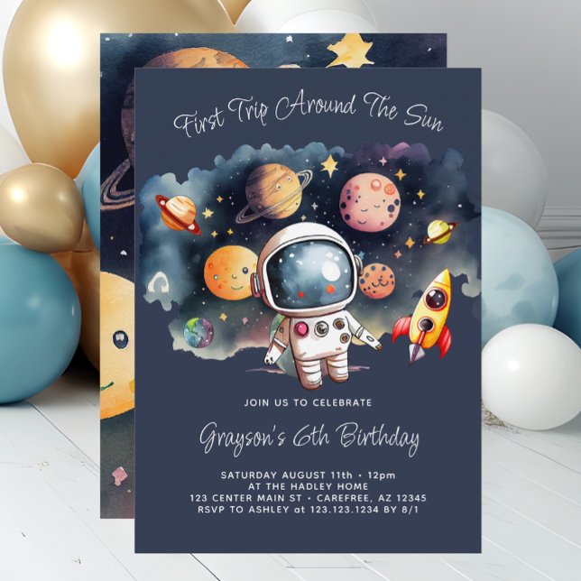 Invitation d'anniversaire 6 ans Planètes Espace Ex (Créateur téléchargé)