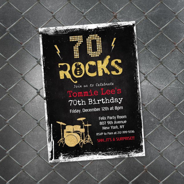 Invitation d'anniversaire 70 ans 70 Rocks Rockstar (Créateur téléchargé)