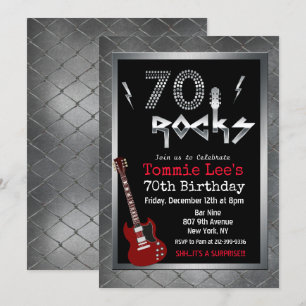Invitation d'anniversaire 70 ans 70 Rocks Rockstar