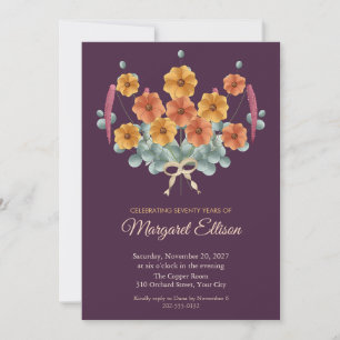Invitation d'anniversaire 70 ans Amaranthus Bouque