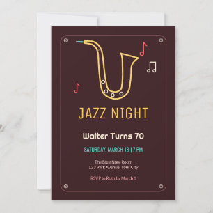 Invitation d'anniversaire 70 ans au saxophone et à