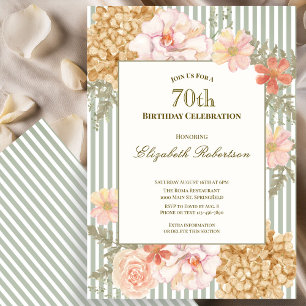 Invitation d'anniversaire 70 ans aux couleurs flor