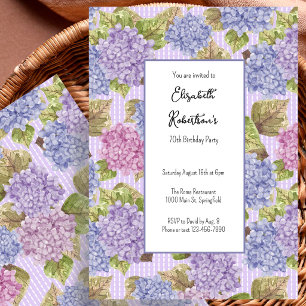 Invitation d'anniversaire 70 ans aux fleurs aquare