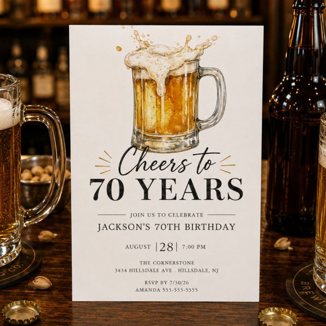 Invitation d'anniversaire 70 ans Cheers (Créateur téléchargé)