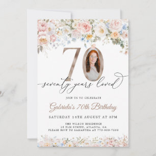 Invitation d'anniversaire 70 ans Floral Pastel ave