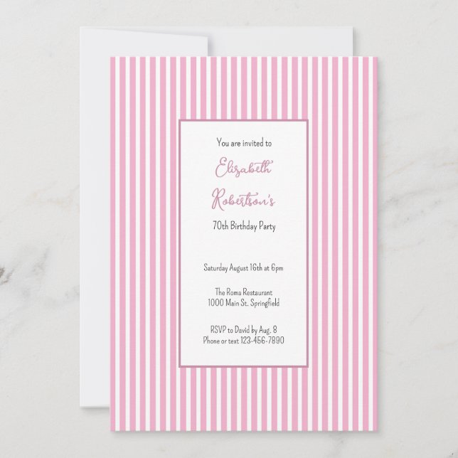 Invitation d'anniversaire 70 ans Minimaliste Rayur (Devant)