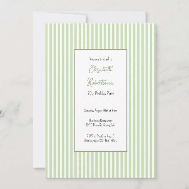 Invitation d'anniversaire 70 ans Minimaliste Vert  (Devant)