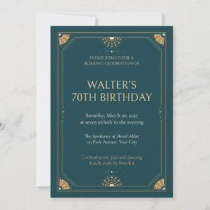Invitation d'anniversaire 70 ans Petrol Octagon De